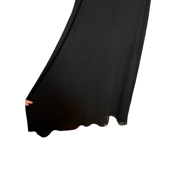 JKARA Gold Embellished Bodice A-Line Beaded Chiffon Long Dress Black Women's 8 - Picture 8 of 16